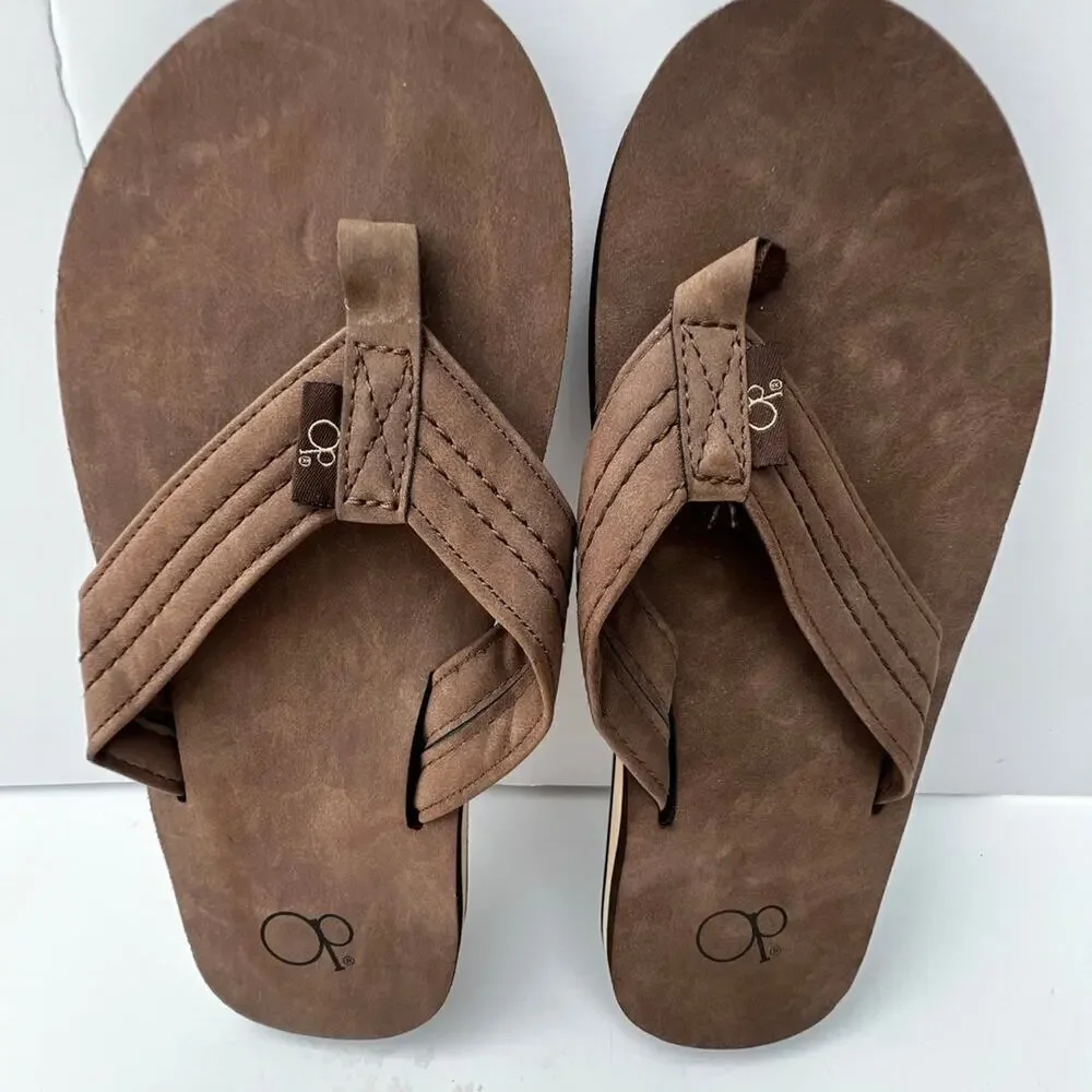 Ocean Pacific, Brown Nubuk Thong, Men's size 8